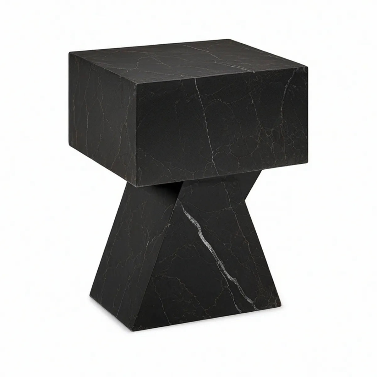 Mesa lateral quadrada em mármore preto 45 x 45 x 55 cm