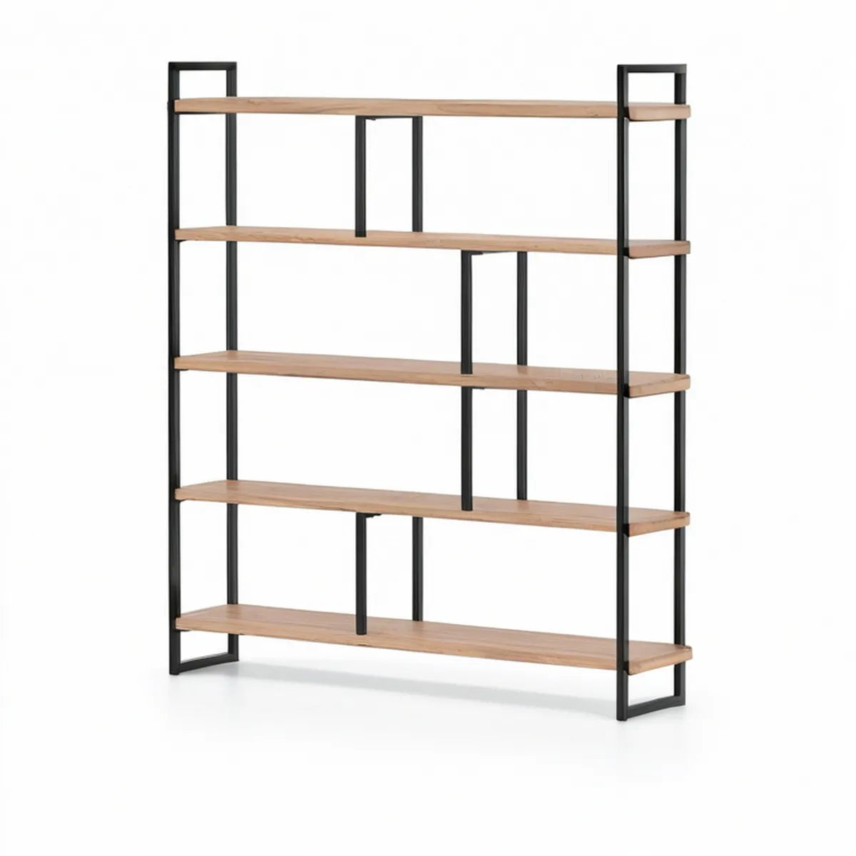 Estante de 5 Prateleiras em MDF e Aço 120 x 35 x 180 cm Carvalho Natural e Preto