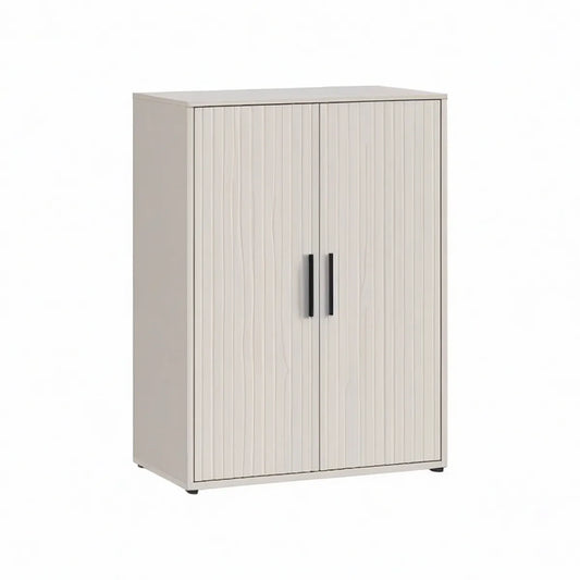 Armário de Escritório com 2 Portas em MDF Melaminado Branco e Preto, 80 x 40 x 120 cm