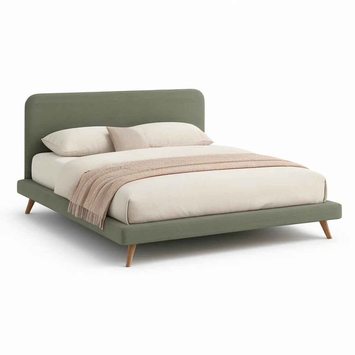 Cama de Casal Estofada Verde-Acinzentado 160 x 200 cm