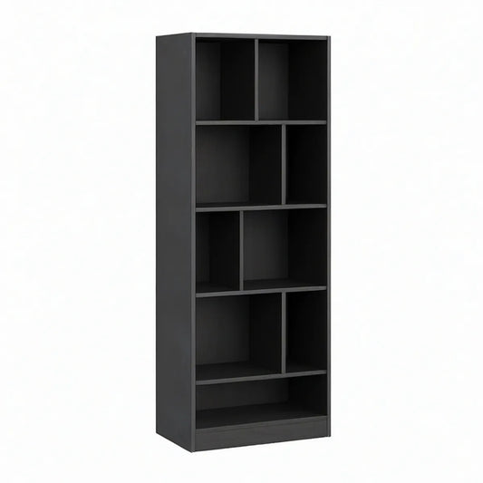 Estante Vertical para Livros 60 x 24 x 180 cm em Aglomerado Revestido a Melamina Preta