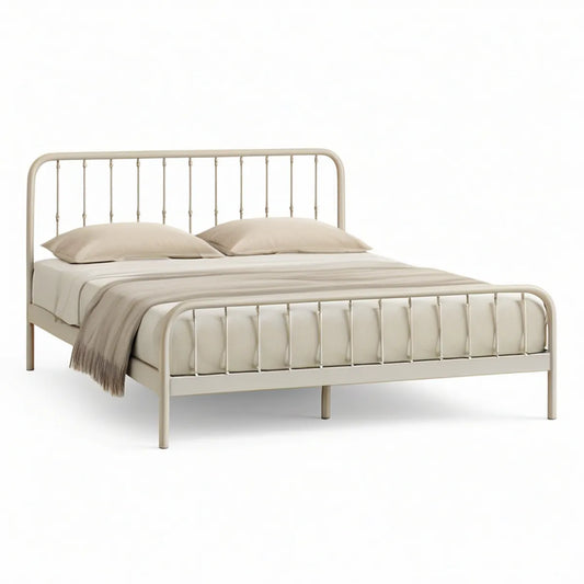 Cama de Casal 160 x 200 cm em Aço Tubular Bege