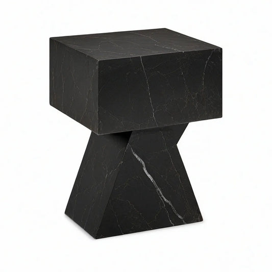 Mesa lateral quadrada em mármore preto 45 x 45 x 55 cm