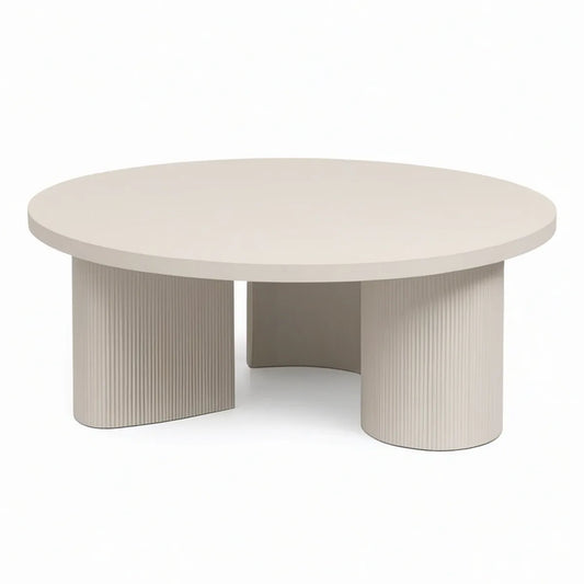 Mesa de centro redonda lacada em MDF, Bege Claro, 80 x 80 x 40 cm