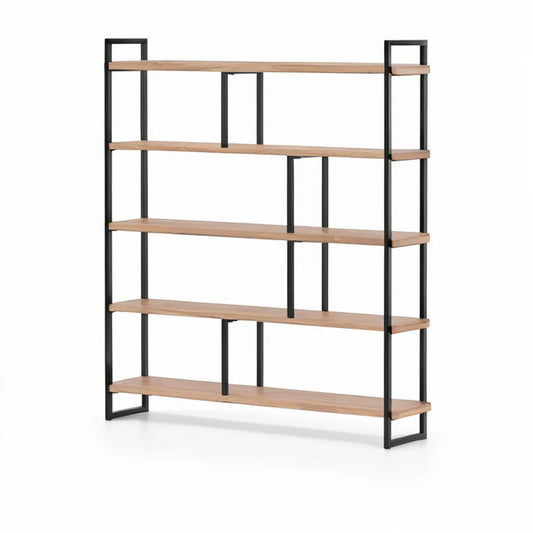Estante de 5 Prateleiras em MDF e Aço 120 x 35 x 180 cm Carvalho Natural e Preto